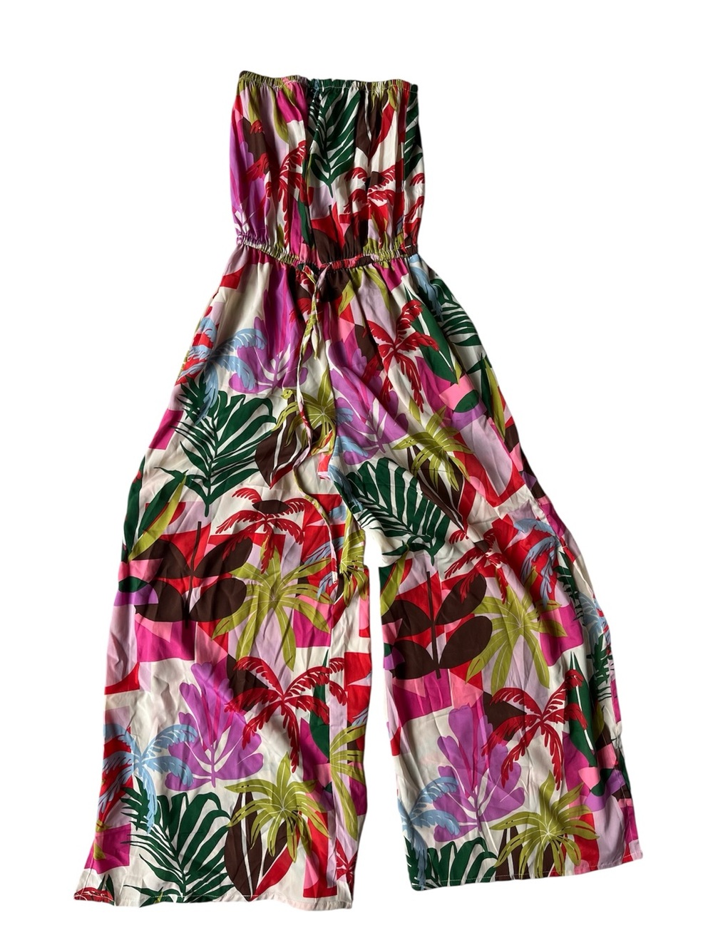 TRUE DESTINATIONS JUMPSUIT PINK COLORFUL TROPICAL WOMENS SMALL